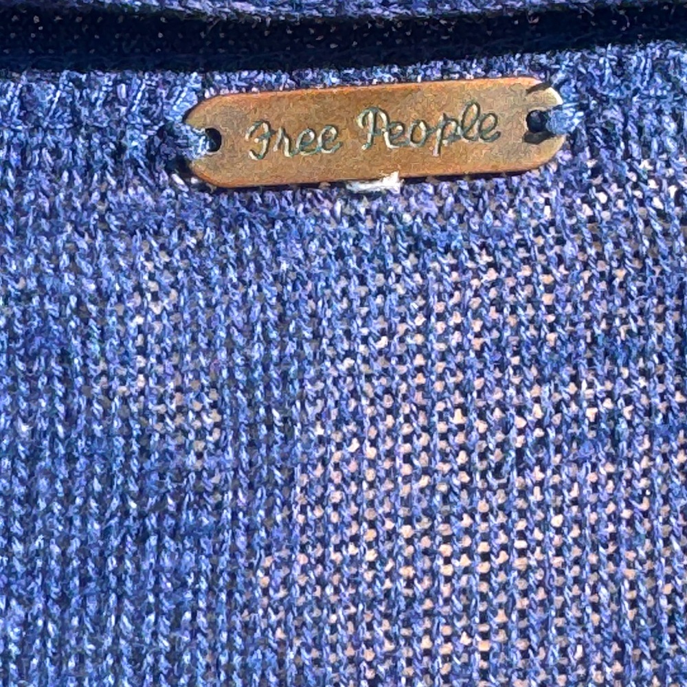 FREE PEOPLE French Blue Cotton Knit Sweater